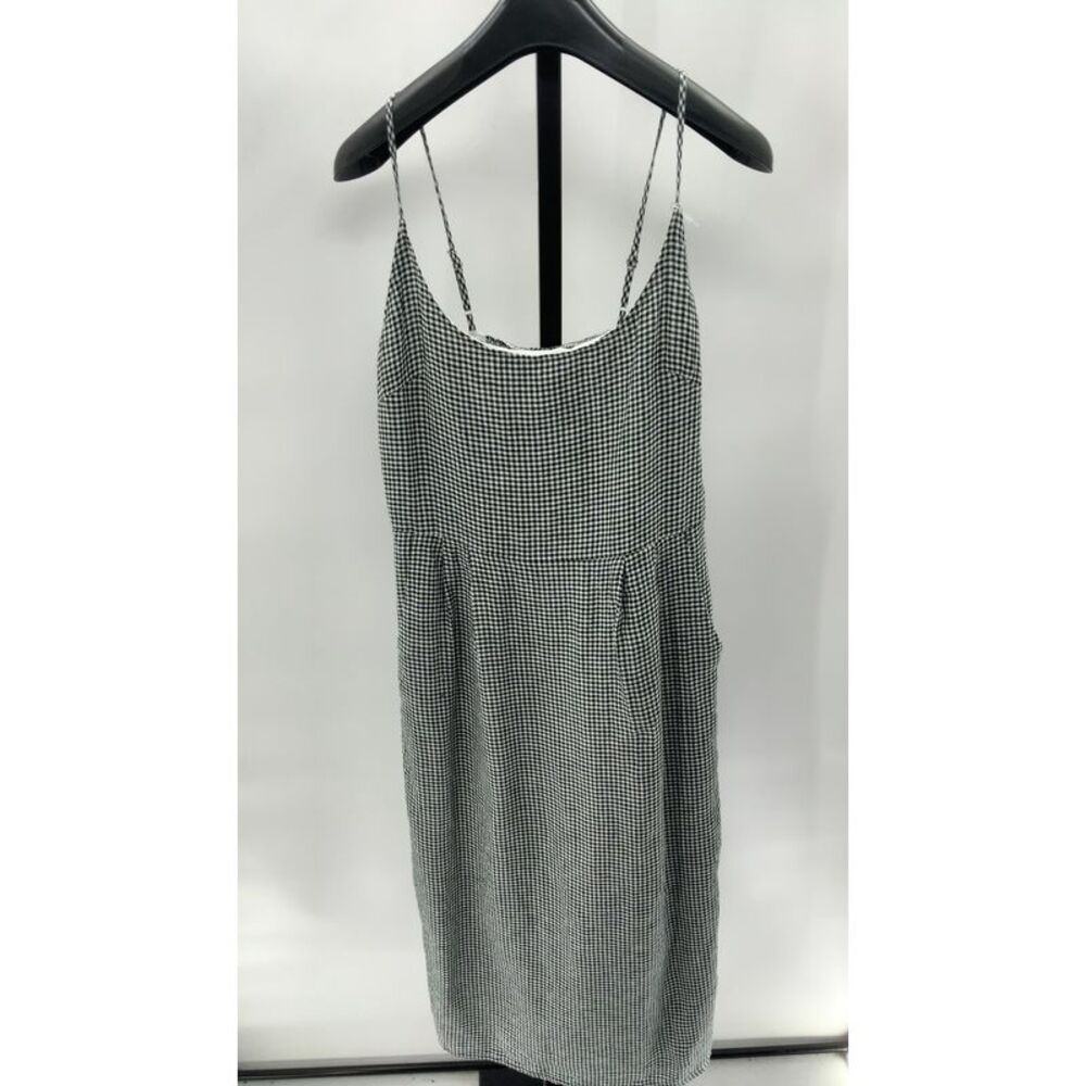 Quince Womens 100% European Linen Scoop Neck Midi Dress Gingham S